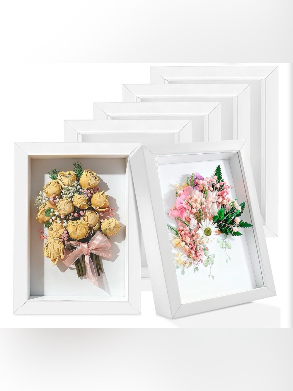 6 Pack 4 X 6 Inches Shadow Box Frame Small Wood Memory Display Cases